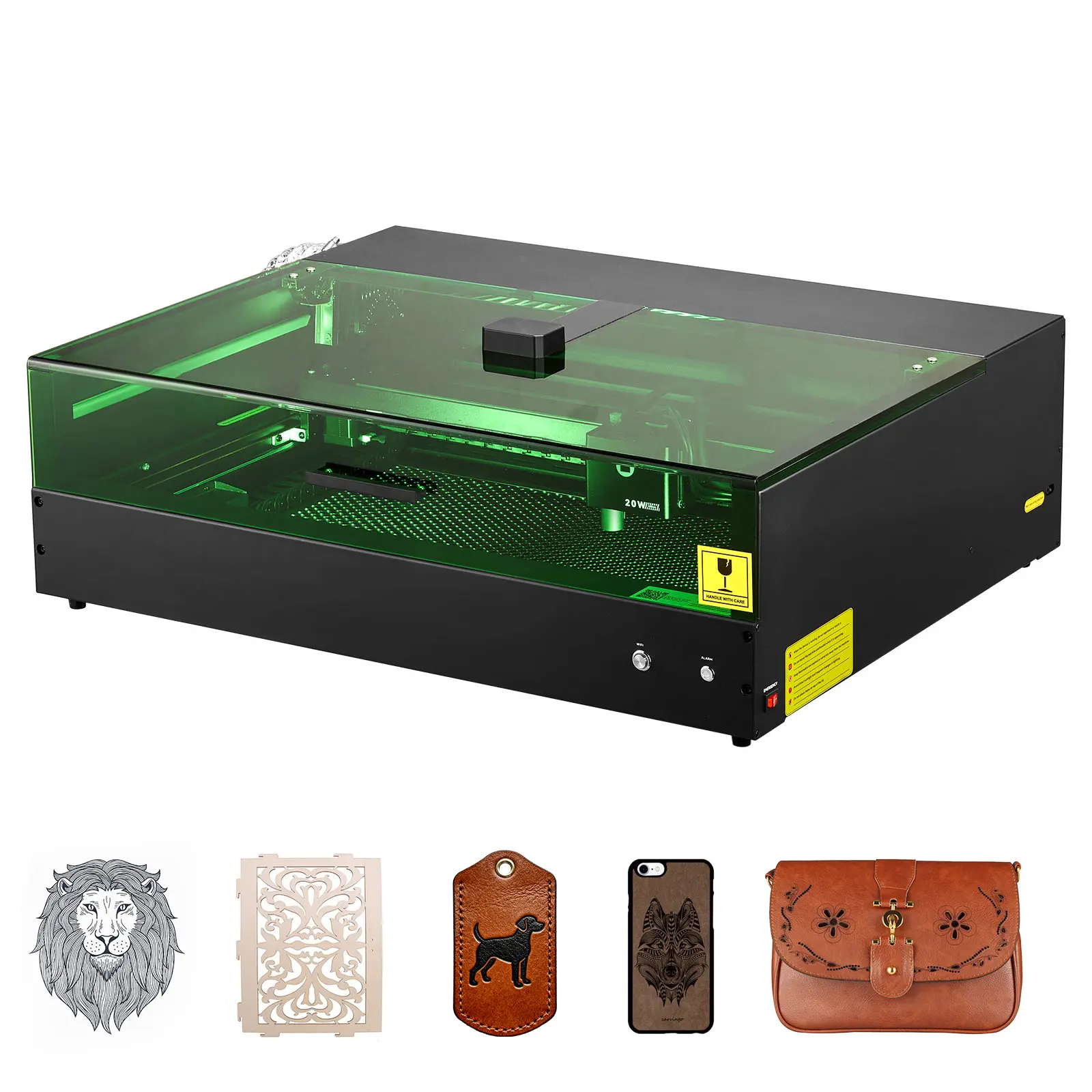 Laser Engraver, 20W, Laser Engraving and Cutting Machine with Enclosure Camera, Laser Cutter, 36000 mm/min, 19.7 x 12.6 in Working Area, for Wood, Leather, Glass, Paper, Certain Metal, Class 1