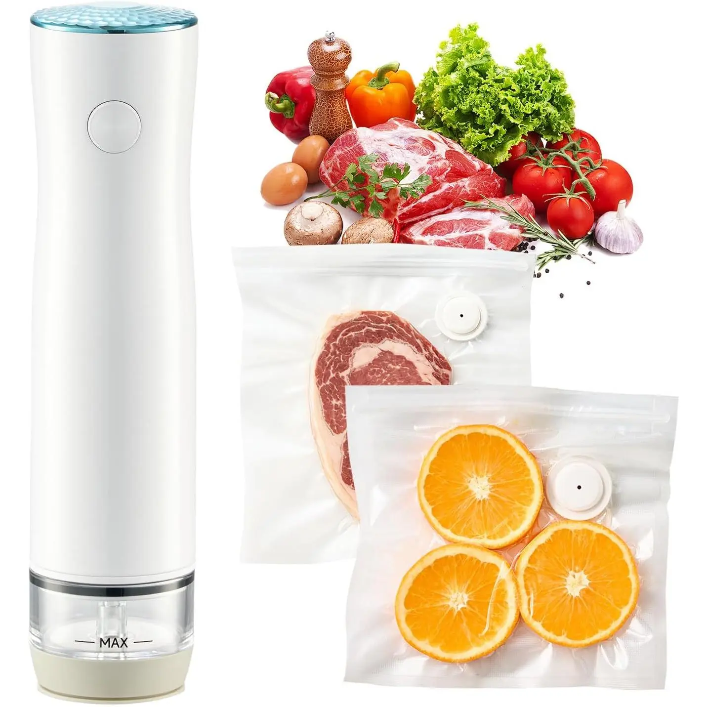 Compact Vacuum Sealer for  (Vacuum Sealer Machine + 30  Vacuum Bags+4lids),  Handheld  Vacuum Sealer Machine with LED Display & Liquid Drainage Tube, Portable  Sealer