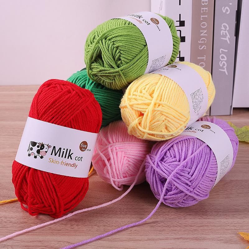 Milk Cotton Yarn, 3 Counts/set Soft Crochet Yarn, DIY Handcraft Crochet Supplies for Handmade Knitting, Lightweight knitting, Hat, Scarf, Sweater