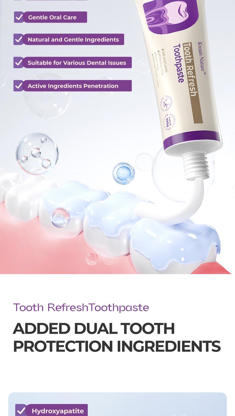Kreain Nature 1 Kreain Nature Tooth Refresh Toothpaste for Fresh Breath Natural Ingredients Gentle Care Whitening Helps Repair Stains Eliminate Stains