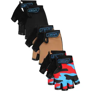 Boao 3 Pairs Kids Half Finger Bike Gloves Non-Slip Breathable Adjustable Birthday Gift for Boys Girls for Bike Workout