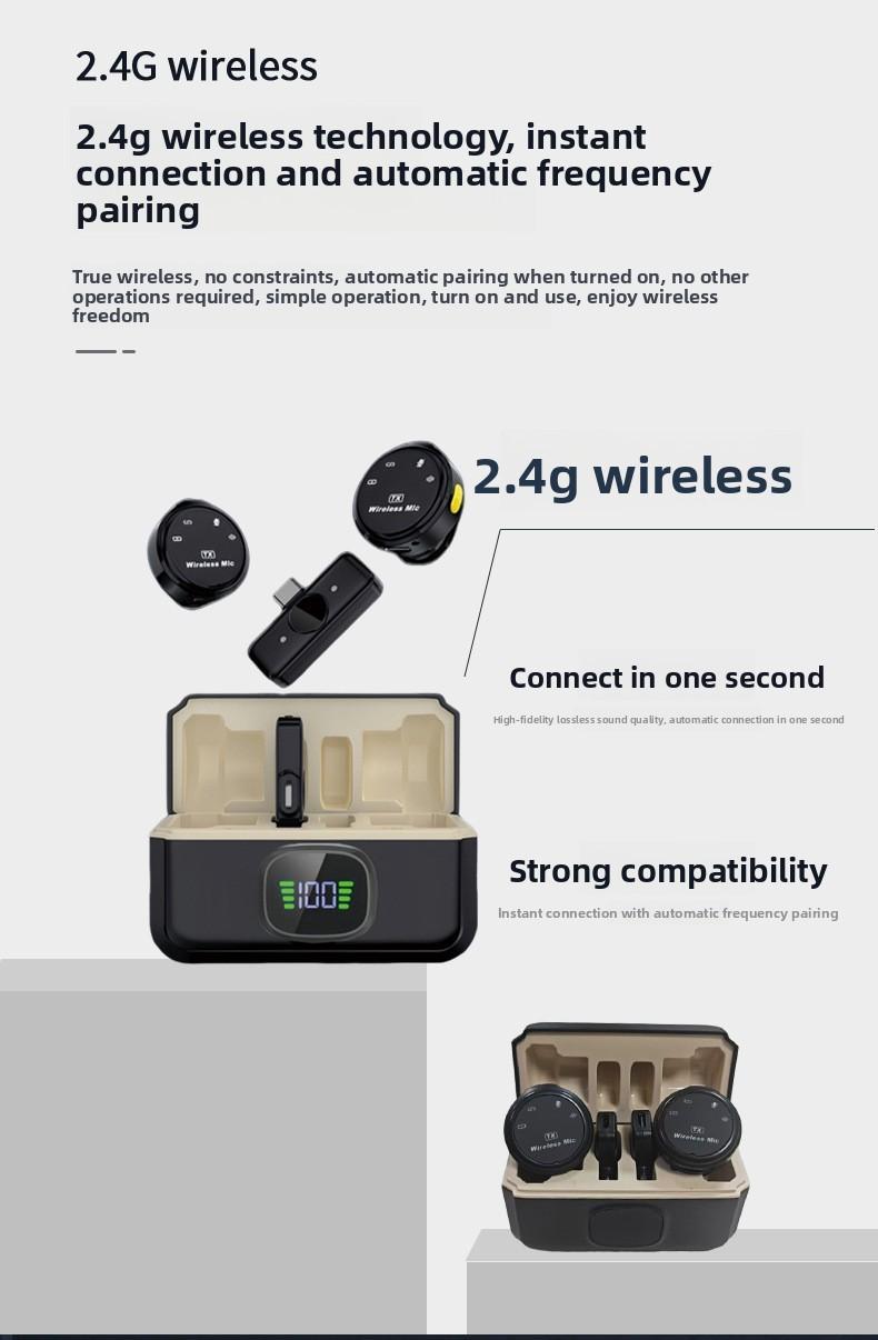 Magnetic Wireless Lavalier Microphone, Dual-Channel Live Streaming Noise-Cancelling Microphone, Large Capacity, Long Battery Life, Compact Microphone