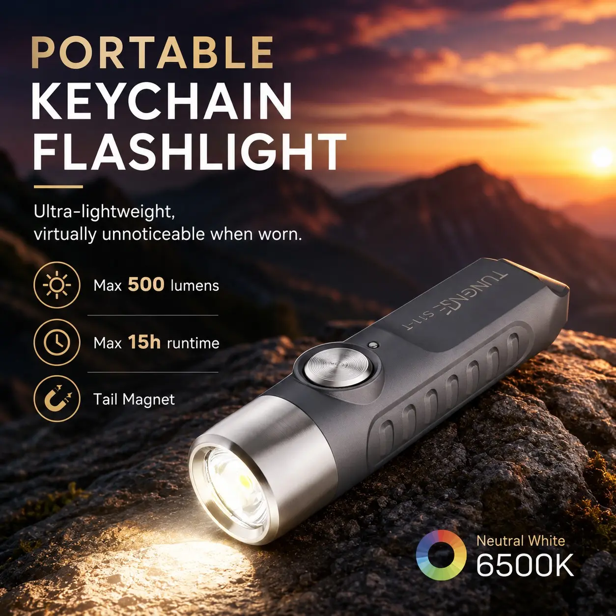 Tuneng S11-T Mini Portable Edc Keychain Flashlight, Compact and Lightweight Design, Ideal for Everyday Carry, Durable Construction