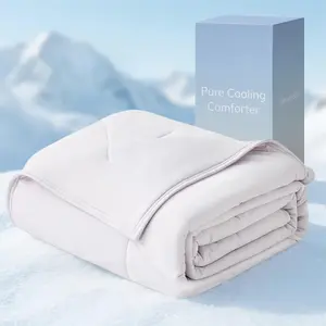 Pure Cooling Comforter , Cooling Blanket for Hot Sleepers, SGS-Tested Q-Max >0.45 with Naia(TM) Acetate Fill, Breathable Lightweight - Bedding for Night Sweats, 90"x90", Gray