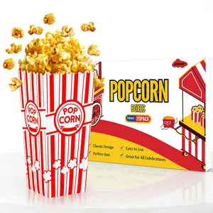 Popcorn Boxes 20 Pack, 46oz Large Capacity Popcorn Buckets, -Resistant Paper Cones,  Assembly Movie Night Supplies for  Birthday Party, School Fundraisers, Cinema Snacks