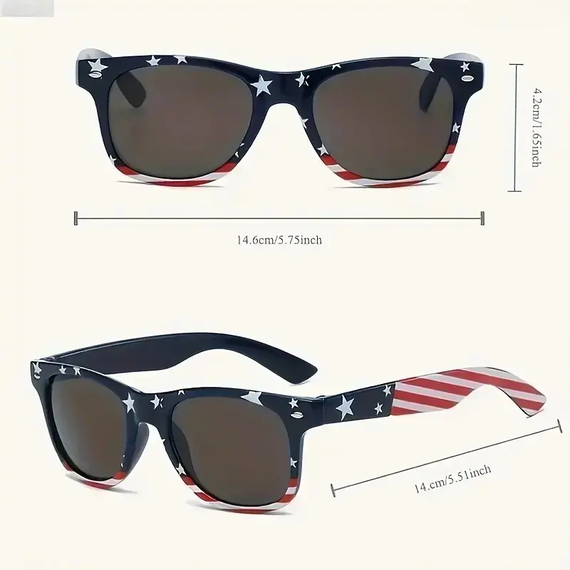 Unisex 4pcs American Flag Sunglasses with UV Protection Lenses, Lightweight DIY Luggage & Bag Accessory, for Independence Day Parades, Holiday Celebrations (No Excessive Promotional Terms)