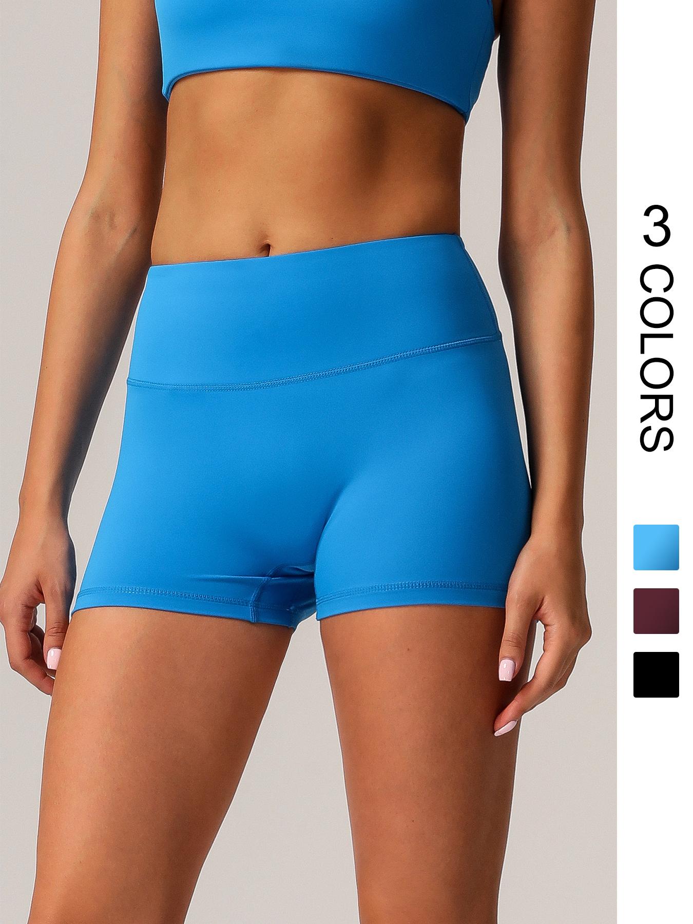 Women's Solid High Waist Gym Shorts, Elastic Waist Shorts, Casual Comfy Breathable Quick Drying Skinny Shorts for Yoga Gym Workout Running, Ladies Sportswear for All Seasons