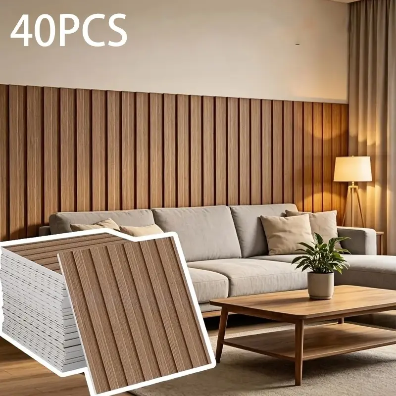 40pcs Wall Panels Interior Walls Ceiling Stickers, Decorative Panels, Vintage Wood Grain Grid Board Self-Adhesive Wallpaper, 30x30cm, Easy Installation, Home Decor