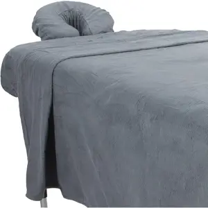 Luxury TerrySoft 3- Massage Sheet Set, Cool Grey, Ultra-Soft, Stain and Wrinkle-Resistant, Includes Flat and Fitted Sheets and  Rest Cover