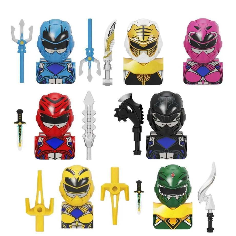 2026 Hot selling toys Mini Force Movie Series Powered Building Block Model, Yellow-Green Soldiers, Red Warrior Mighty Morphin Action Figures, Kids' Toy Gifts Internet-famous toy