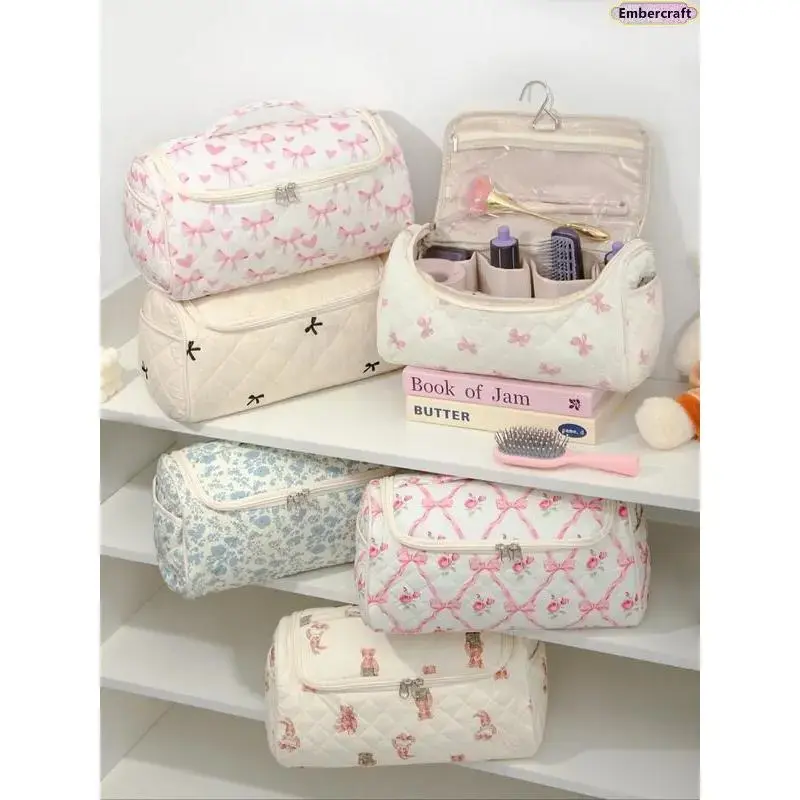 Peppy Printed Quilted Toiletry Organizer for Travel, Lightweight Case with Pockets for Hair Tools, Fits Dyson, Christmas & Engagement Gift, Anniversary, Funky, Glamorous, Romantic, Baroque, Ethnic, Travel Bags For Toiletries, Toiletry Bag Set