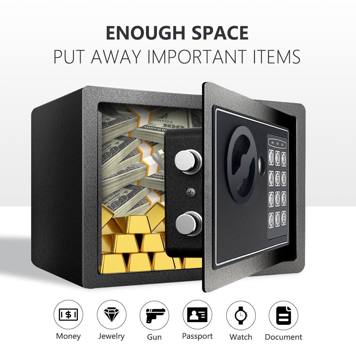 1pc Money Safe Box for Home with Sensor Light & Money Bag, Security Safe Box for Money Safe with Keys & Pass Code, Lock Box with Digital Keypad (Black and Silvery) 1pc Money Safe Box for Home with Sensor Light & Money Bag, Security Safe Box for Money Safe with Keys & Pass Code, Lock Box with Digital Keypad (Black and Silvery)