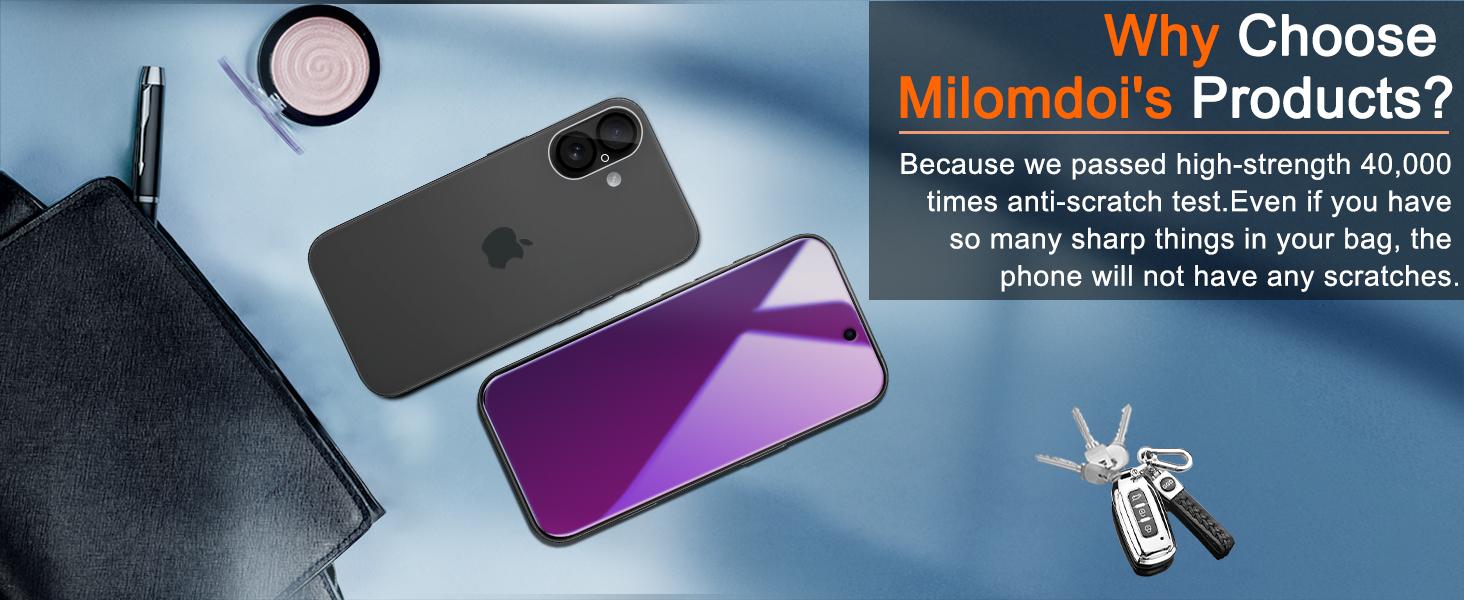 3 Pack Gradient Colorful Privacy Screen Protector for iPhone 17 [Anti-Blue Light Private Film], 3 Pacs Camera Lens Protector Accessories, Case Friendly, Anti-Spy Tempered Glass,Purple