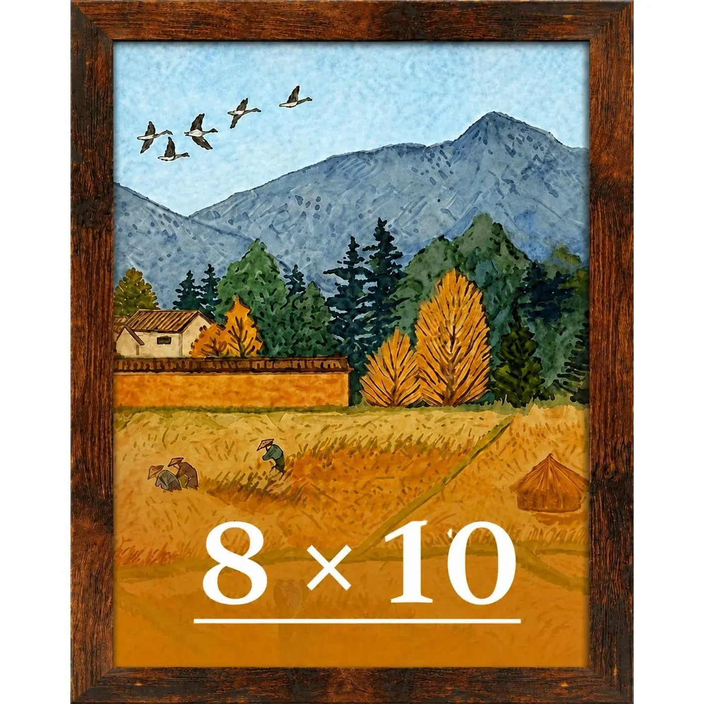 8x10 Picture Frame for Wall Display, Brown Wood Frame with Shatter Resistant Plexiglass, Sturdy Poster Frame, 1 Pack