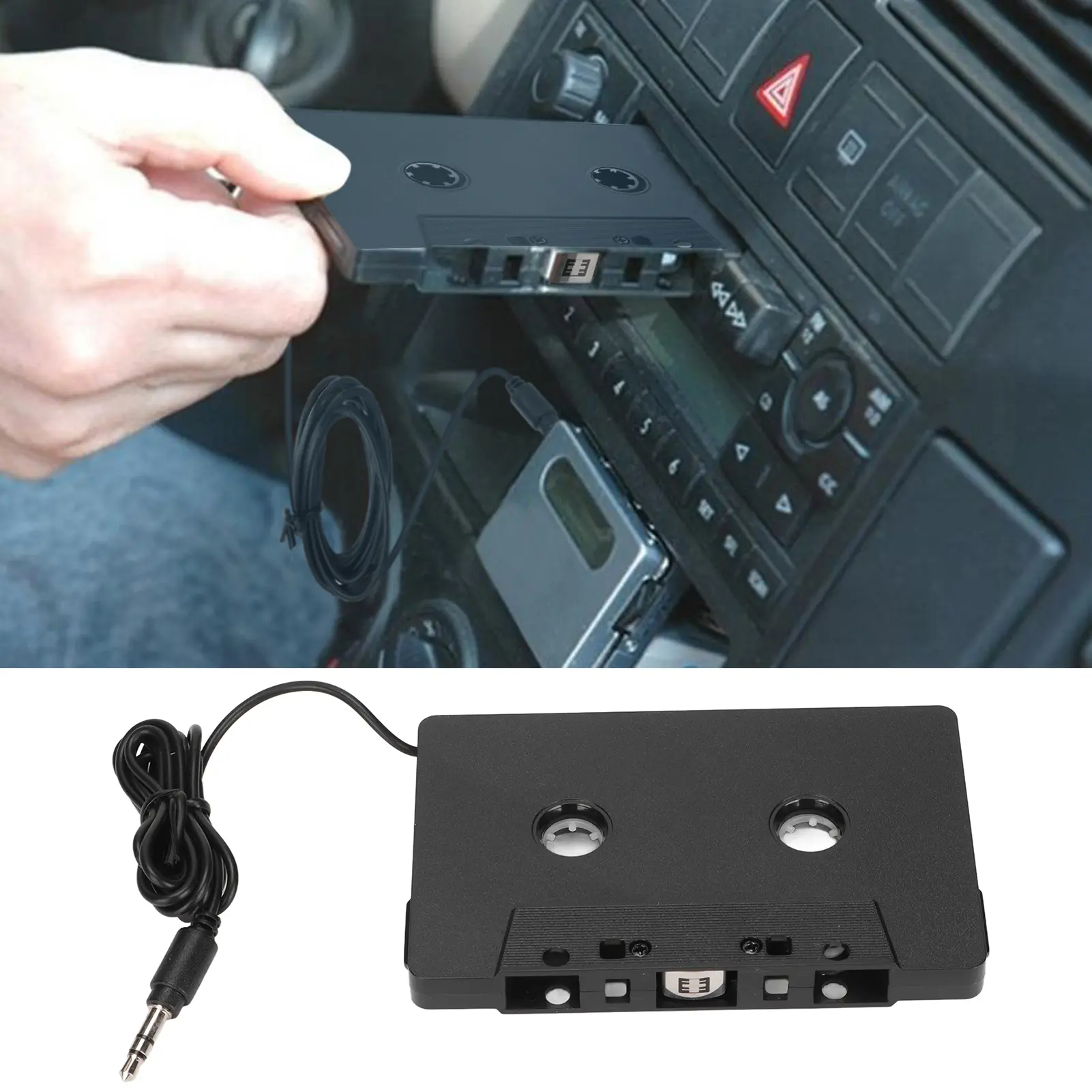 Car Cassette Aux Adapter, Classic Design 4 Channel Tape Audio Converter, 3.5mm Jack Reliable Performance for Phones Tablets Car Speakers