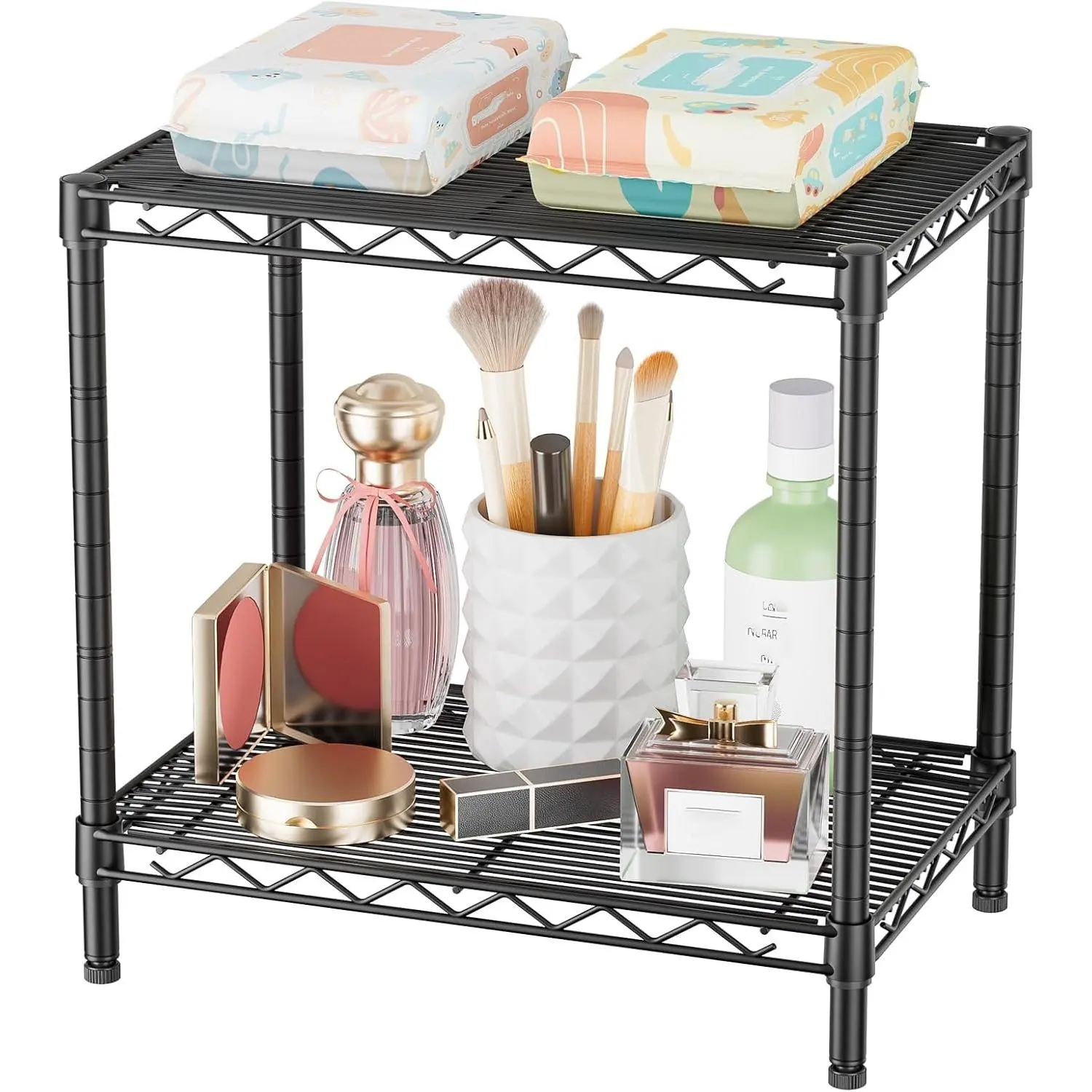 Shelf Closet Wire Shelving: Adjustable Metal Unit for Laundry Room Organization Bathroom Kitchen Home Storage Small Pantry Rack Shelves