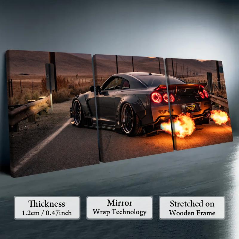 Formula Car Pattern Canvas Painting with Wooden Frame, 3 Counts/set Modern Art Wall Decor, Wall Art for Home Living Room Bedroom Office, Decoration