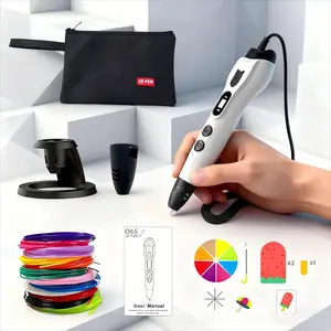 3D Printing Pen Set with Temperature Visualization, Speed Adjustment, 12 Colors, Creative Drawing, 3D Modeling Tool, Includes Stand and Storage Bag