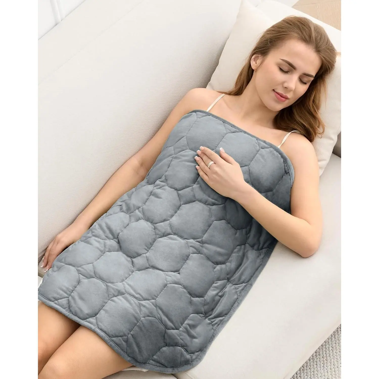 Small Weighted Lap Blanket Pad for Adults 7 lbs 24"x29", Travel | Cozy Luxury Crystal Velvet Weighted Blankets Throw, Portable Grey Blanket for Teens Sleeping Relaxation Napping All Season
