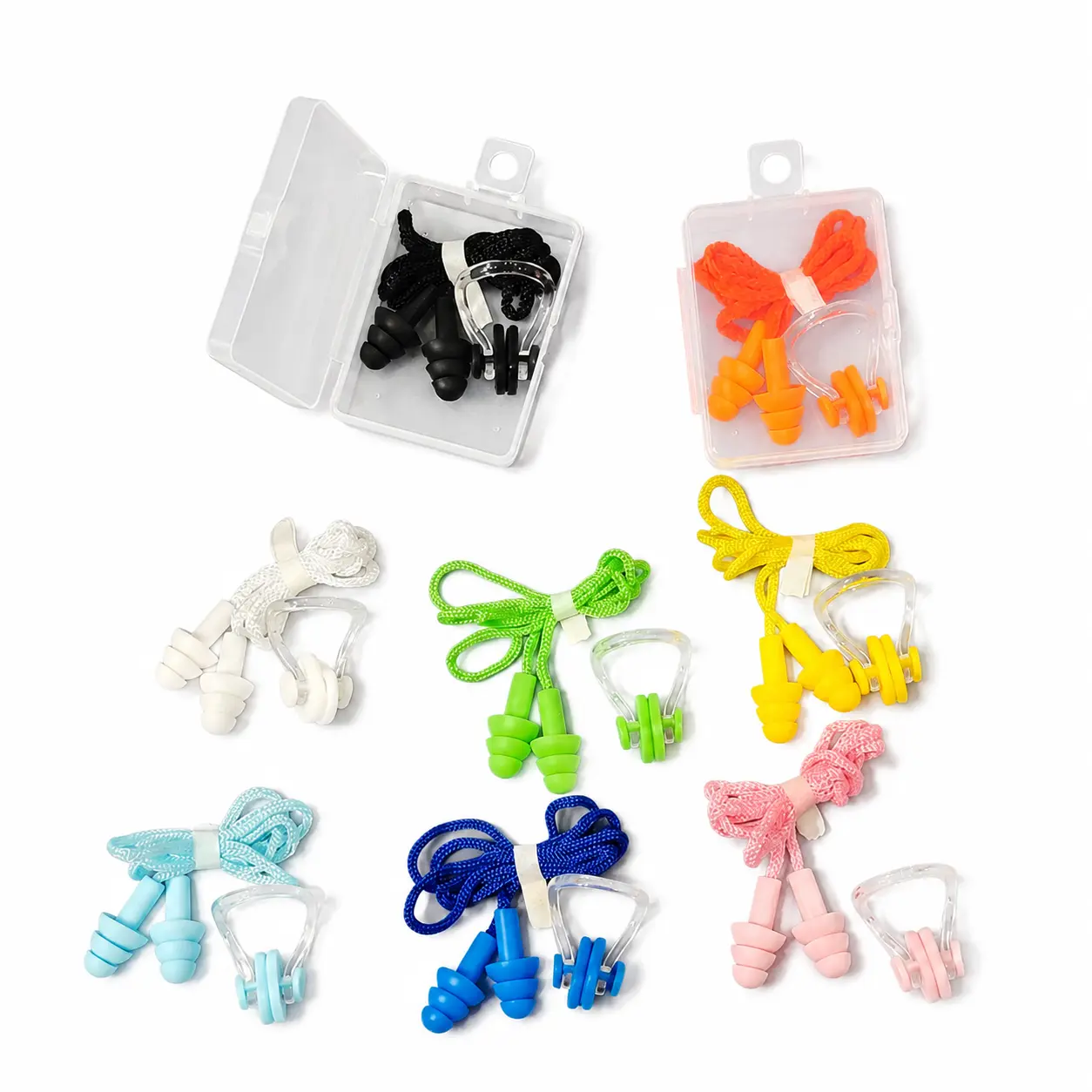 Soft Silicone Three-Layer Waterproof Nose Clip Earplug Set with Secure Anti-Loss Rope — Universal Swim Accessories for Adults and Kids, Ideal for Pool Training, Aquatic Therapy, and Recreational Water Activities
