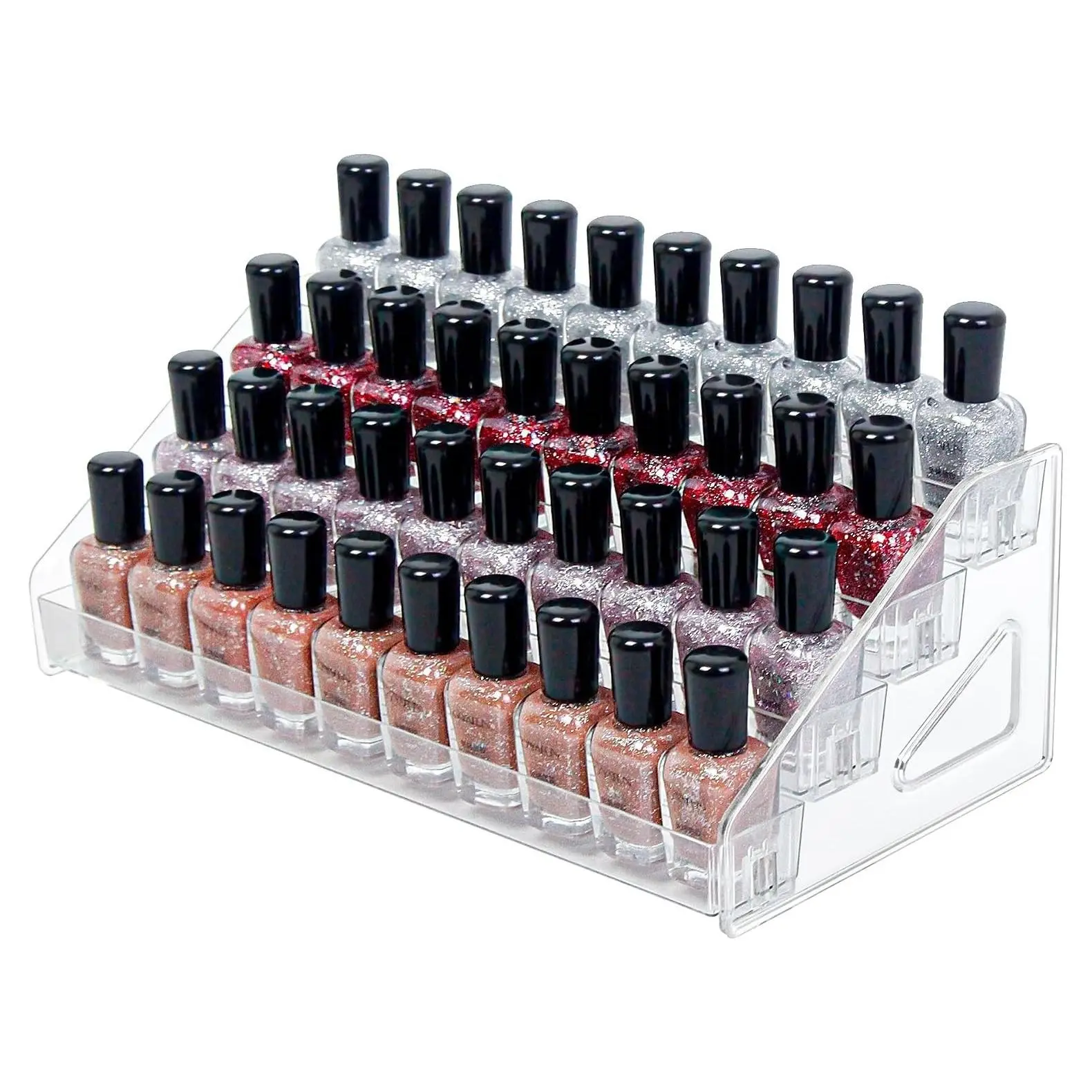 4-Tier Clear Acrylic Nail Polish Organizer Rack, Holds 32-64 Bottles, Multi-Purpose Storage Display for Sunglasses, Essential Oils, Cosmetics & MoreGift