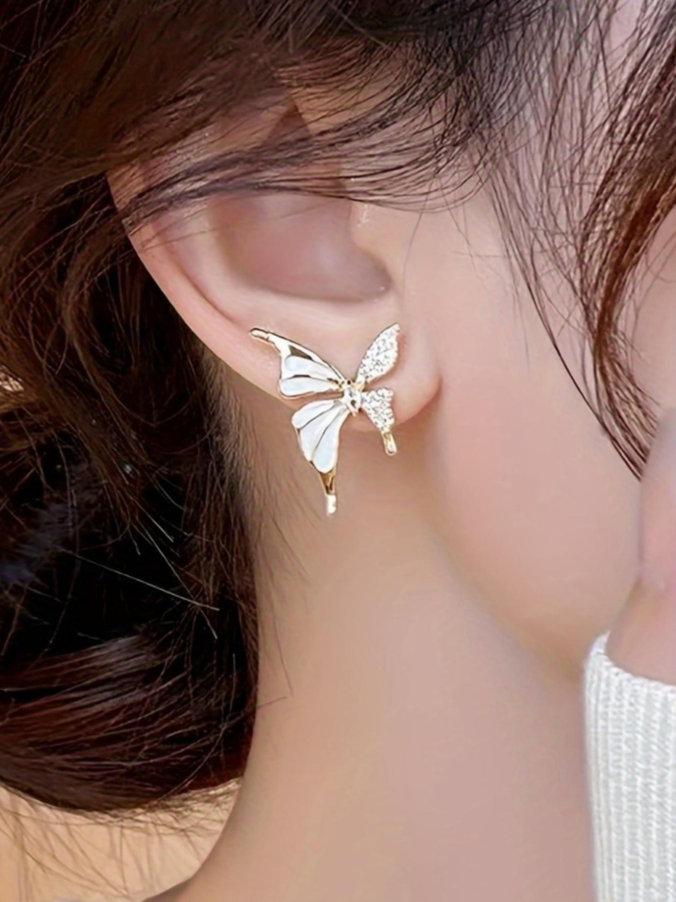Fashion Butterfly Design Rhinestone Decorated Earrings, Stud Earring, Dainty Fashion Jewelry, Elegant Jewelry for Party, Daily Clothing Decor, Trendy All-match & Exquisite Jewelry for Birthday Gift, Fashionable Jewelry