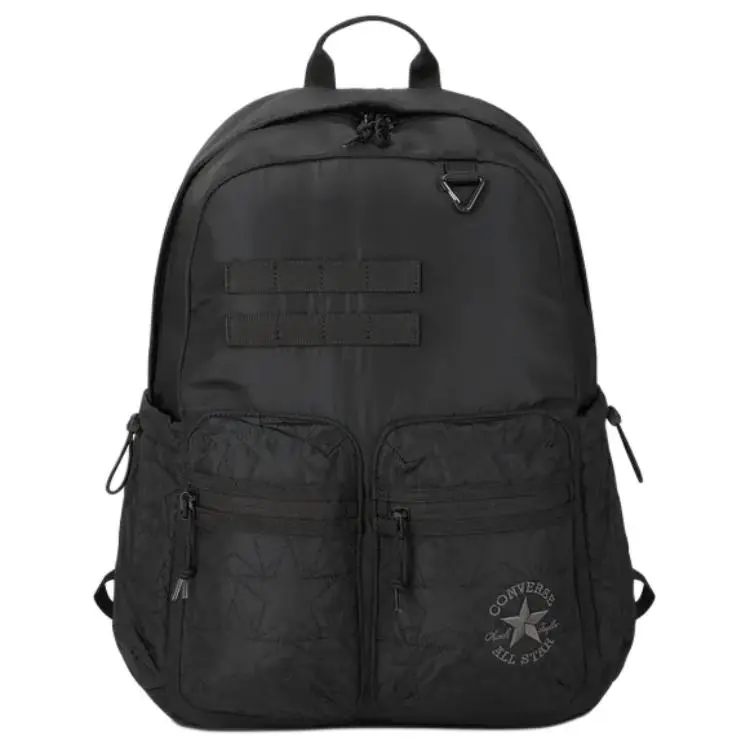 Converse Quilting Backpack for Men and Women – Minimalist Solid-Color Polyester Backpack in Black