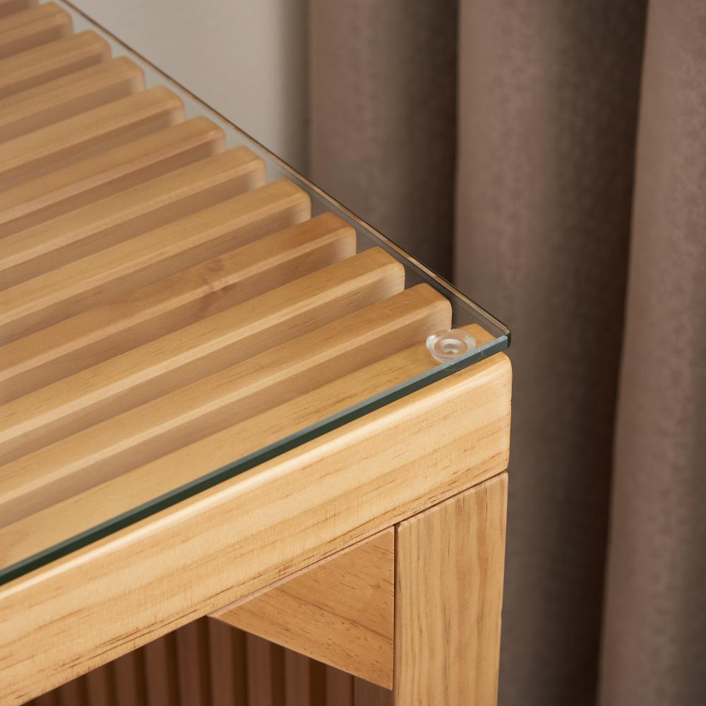 Natural Pine Dining Bench and Table Set – Versatile Indoor Wood Furniture for Entryway, Living Room, Kitchen, and Bedroom – Includes Small Tempered Glass Top