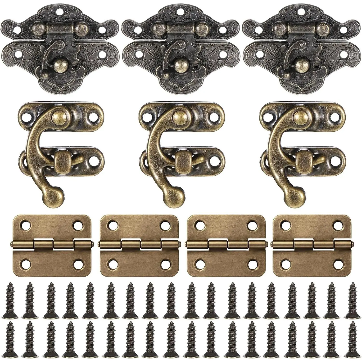Jewelry Box Hinges Latch and Hooks, 18 Sets Small Hinges for Wooden Box