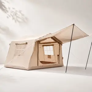 Inflatable Camping Tent with Awning, 4/6/8-Person, 8.2x10.5 ft, 6.9 ft Height, Oxford Material, Easy 5-Min Setup with Hand Pump, Windproof, Portable