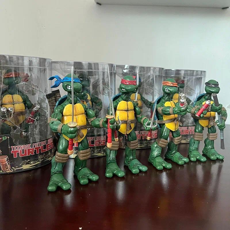4pcs Teenage Mutant Ninja Turtle Action Figure NECA Raph Leonardo Donatello Mikey Figuras Comic TMNT Collection Model Toys Gift popular
