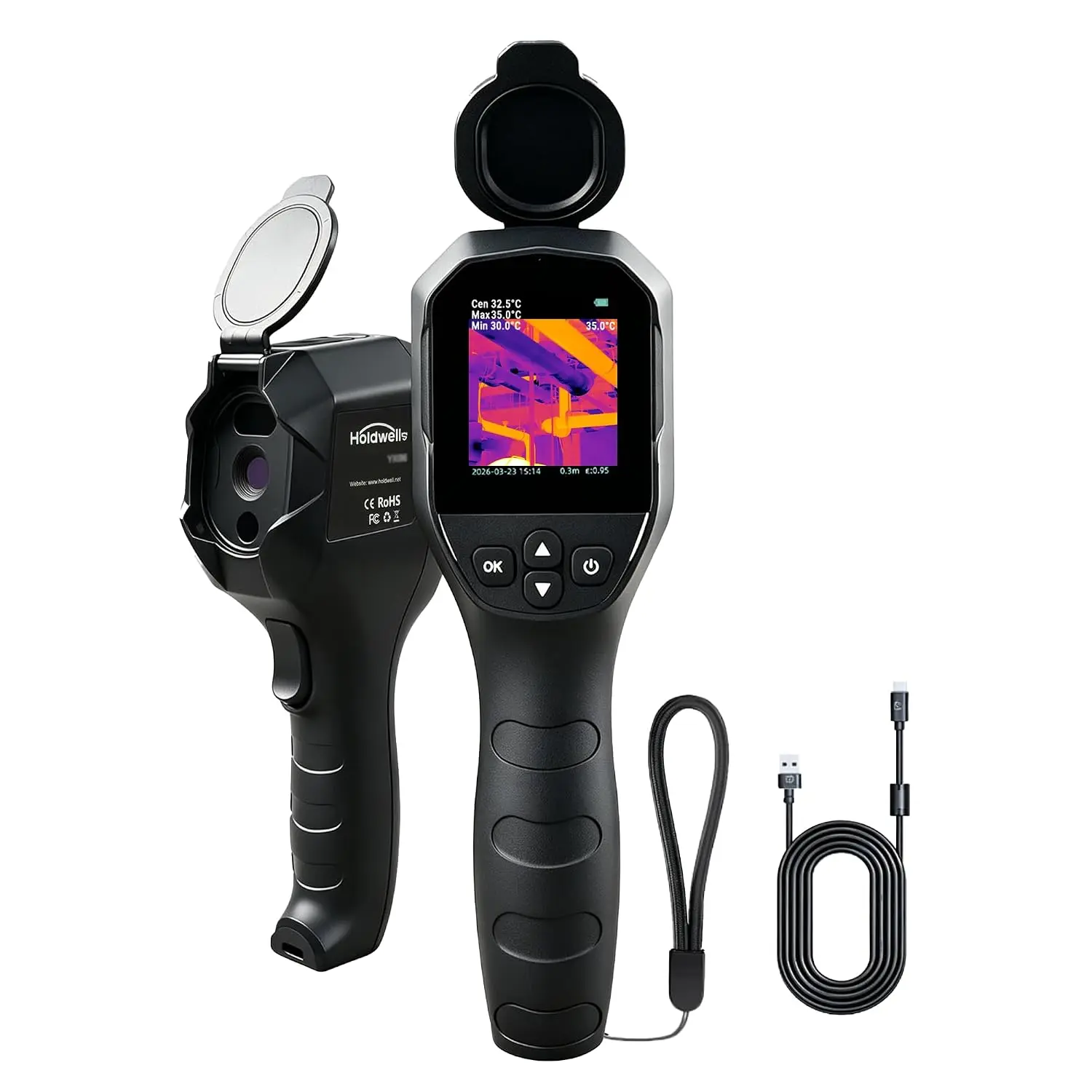 Automotive Engine & Transmission Repair Thermal Imaging Camera - 240x240 TISR Super Resolution, 96x96 IR Sensor, 25Hz Refresh Rate, -4°F~1022°F Range, IP54 Rating, 6 Color Palettes, 2000mAh Battery, Inspection Tool