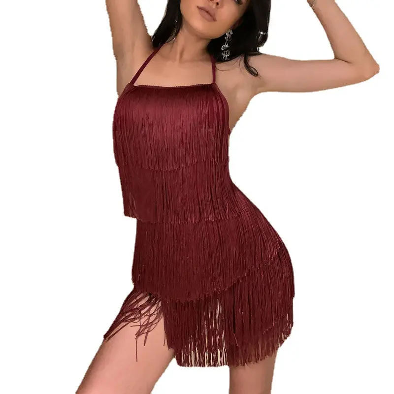 2026 Summer Women's Halter Neck Tassel Dress, Stylish and Sexy One-Piece Backless Dress