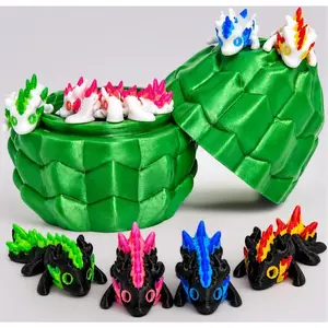 3D Printed Dragon Eggs – Mini Articulated Baby Dragon Toys Mystery 3D Dinosaur Eggs Set for Kids & Adults Fantasy Desk Decor & Collectible Gifts (Green Egg)