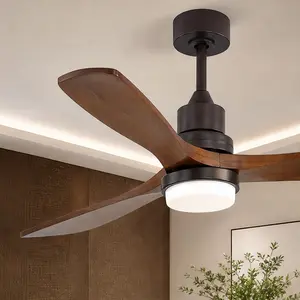 ARCH 52 Inch Ceiling Fan with LED Light Dimmable 3 Color Temperatures Reversible DC Motor Remote Control 6 Speed Timer for Living Room Bedroom Indoor Wood Coffee Finish, Coffee Color Options, Wood Material, Product Dimensions: 52.00 W x 52.00 D x