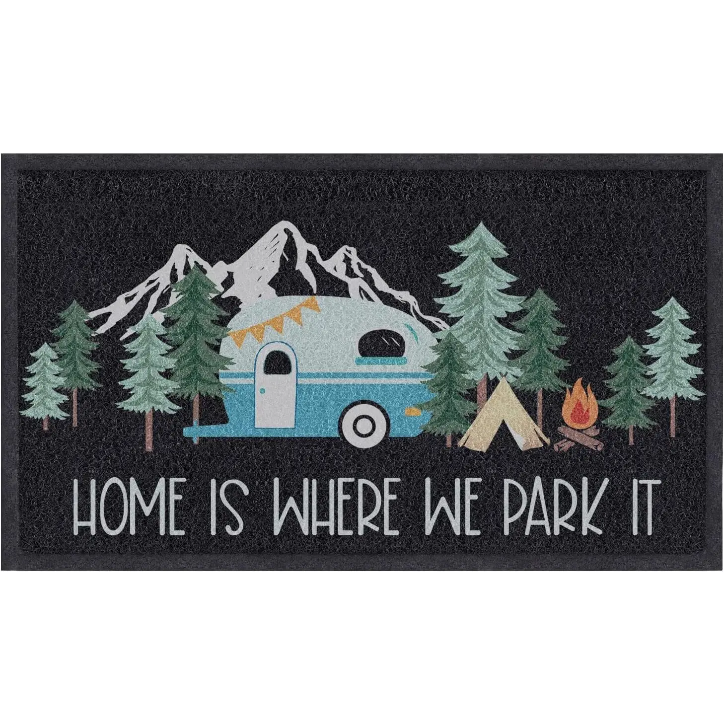 Camper RV Door Mat,  is Where We Park It Camping Door Mat for Campervan Caravan Motorhomes, Decorative Camp Doormat for Indoor Outdoor Front Entrance, 23.6"x 15.7"