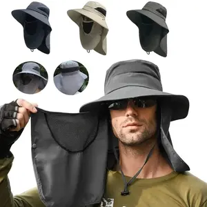 2-Pack Unisex Wide Brim Outdoor Sun Hats with UPF protection. Equipped with quick-dry mesh lining, adjustable fit, neck flap and detachable face shield. Breathable camping hats ideal for hiking and outdoor adventures.