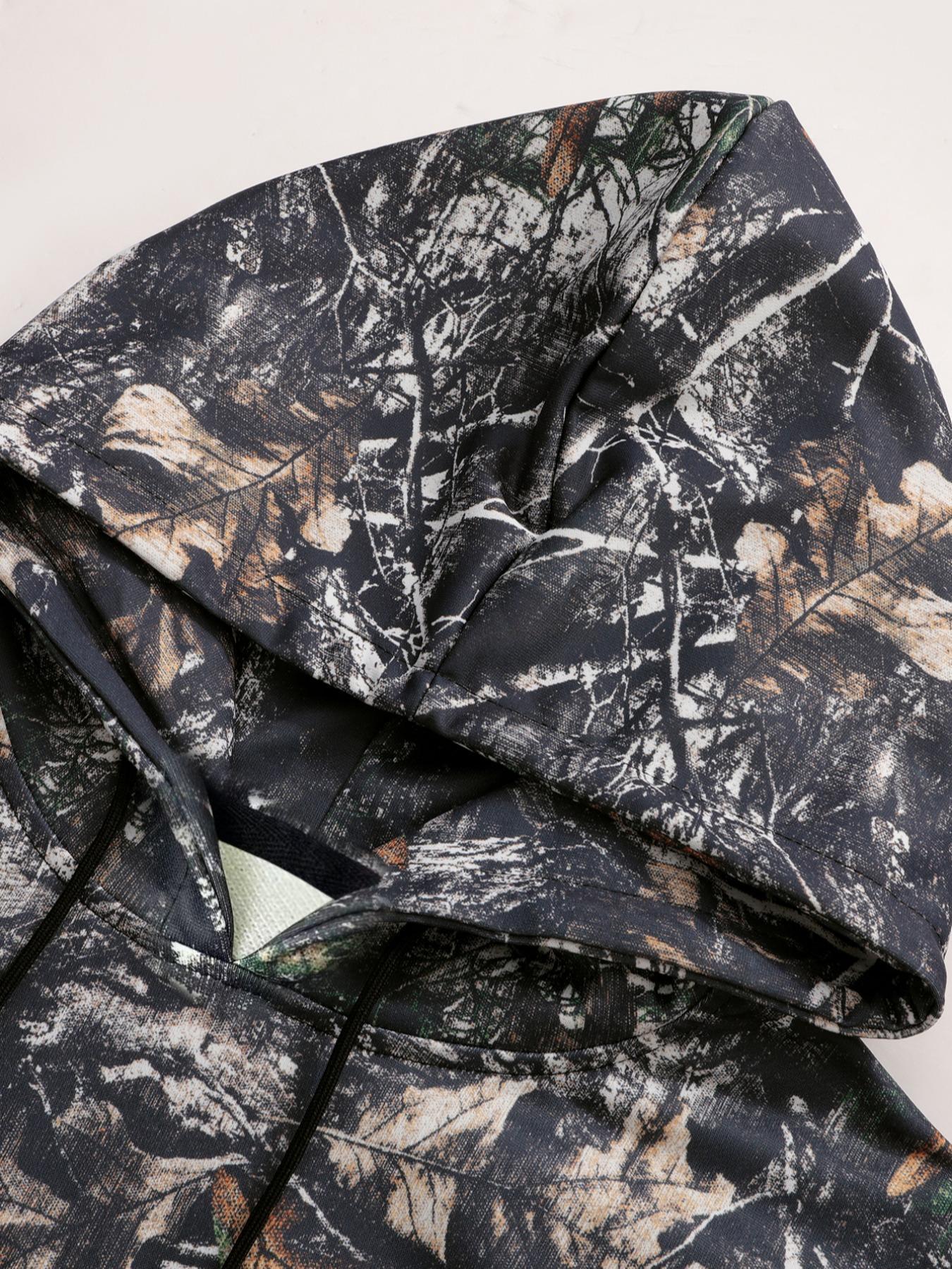 Unisex Men's Camo Print Hoodie, Regular Fit Casual Long Sleeve Hooded Sweatshirt for Fall & Winter, Men's Top for Daily Wear