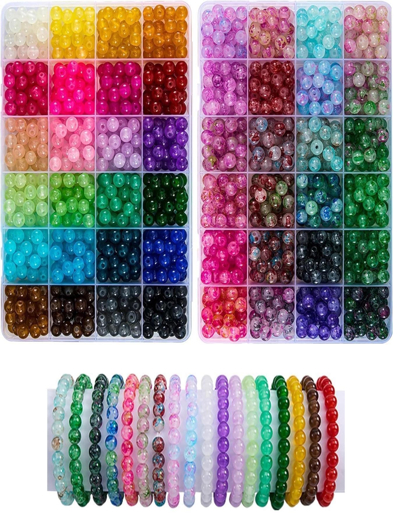 48-color Round Glass Bead Kit, 360/ Colorful Beads for Bracelet Necklace Earrings, Jewelry Making Supplies for Women & Teenager Beading Making