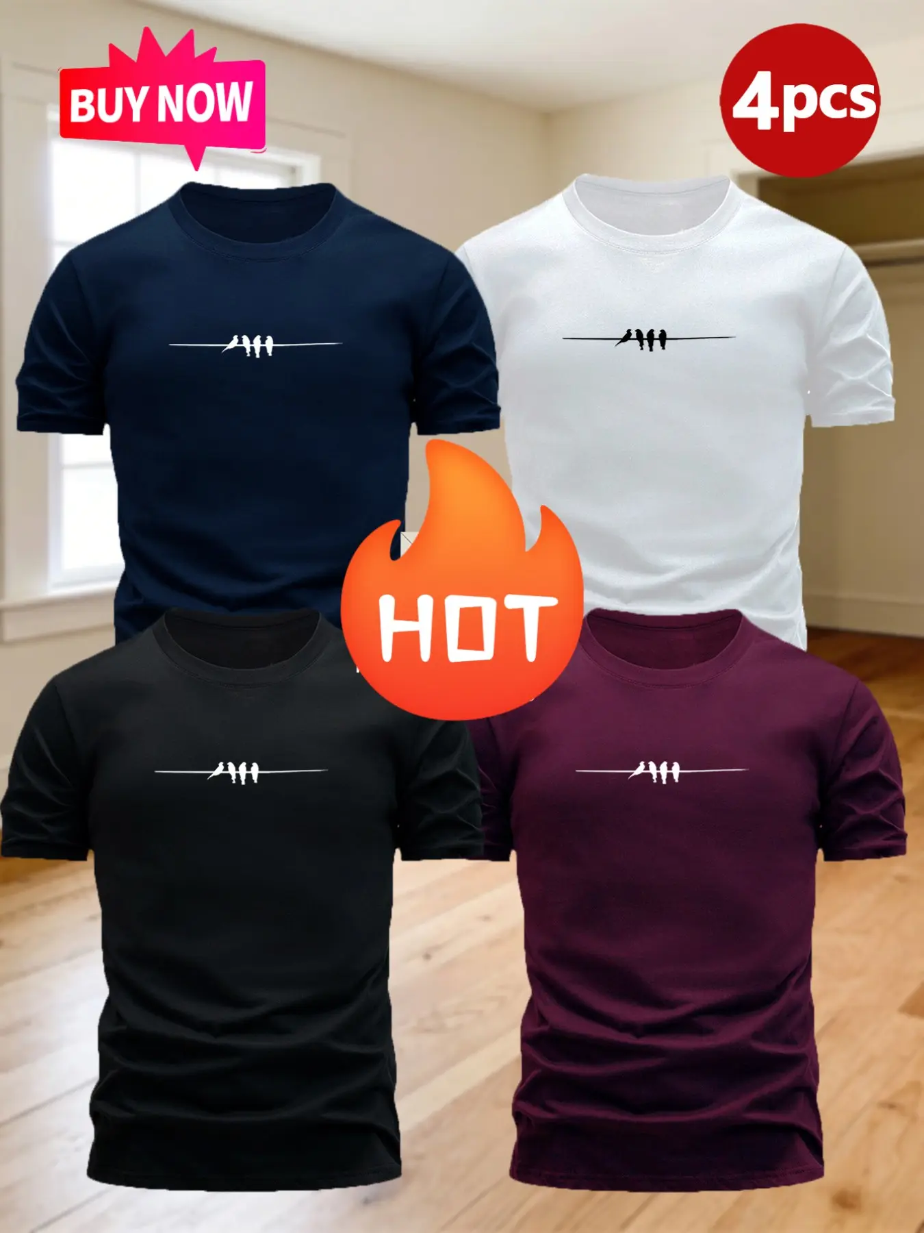 4-Pack Men's Sporty Quick-Dry T-Shirts, Breathable Round Neck Short Sleeve, Washable Athletic Tops, Ideal for Gym, Running, Hiking, Beach, Sports