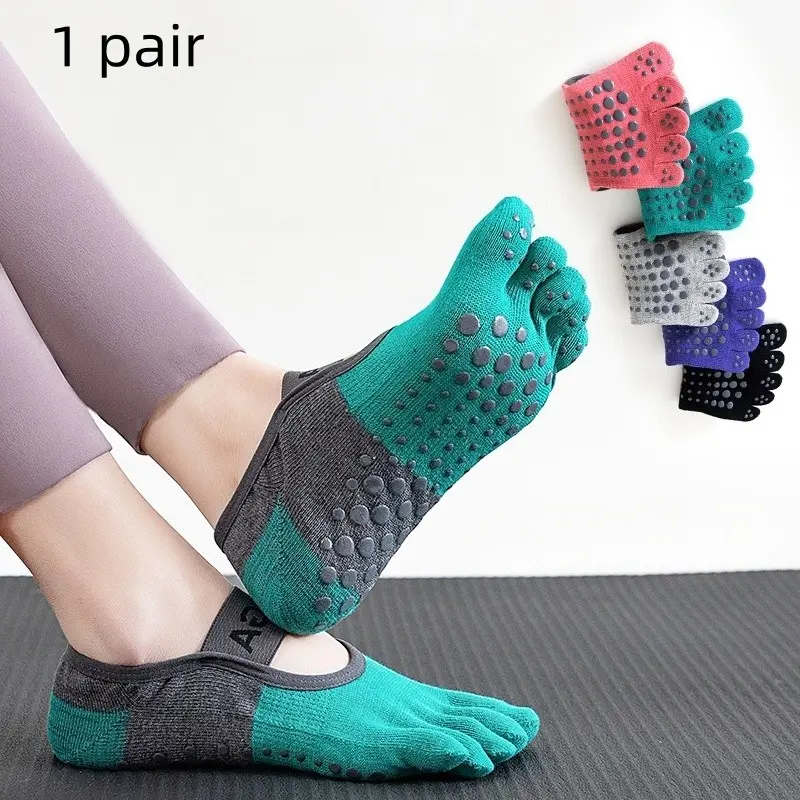 Women's Breathable Five-Finger Yoga Socks, Non-Slip Professional Pilates Socks, Short Sports Socks for All Seasons, Ideal for Gym and Floor Exercises