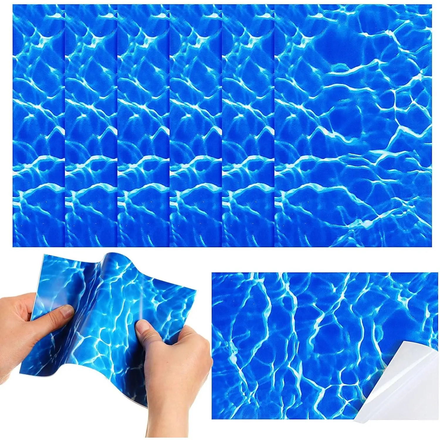 Heavy-Duty Pool Repair Patches, 6 Large Blue Vinyl Squares for Invisible Underwater Repair, Instant Adhesion for Pools, Air Mattresses & Inflatables, Instant & Permanent Adhesion, Versatile For All Vinyl Repairs
