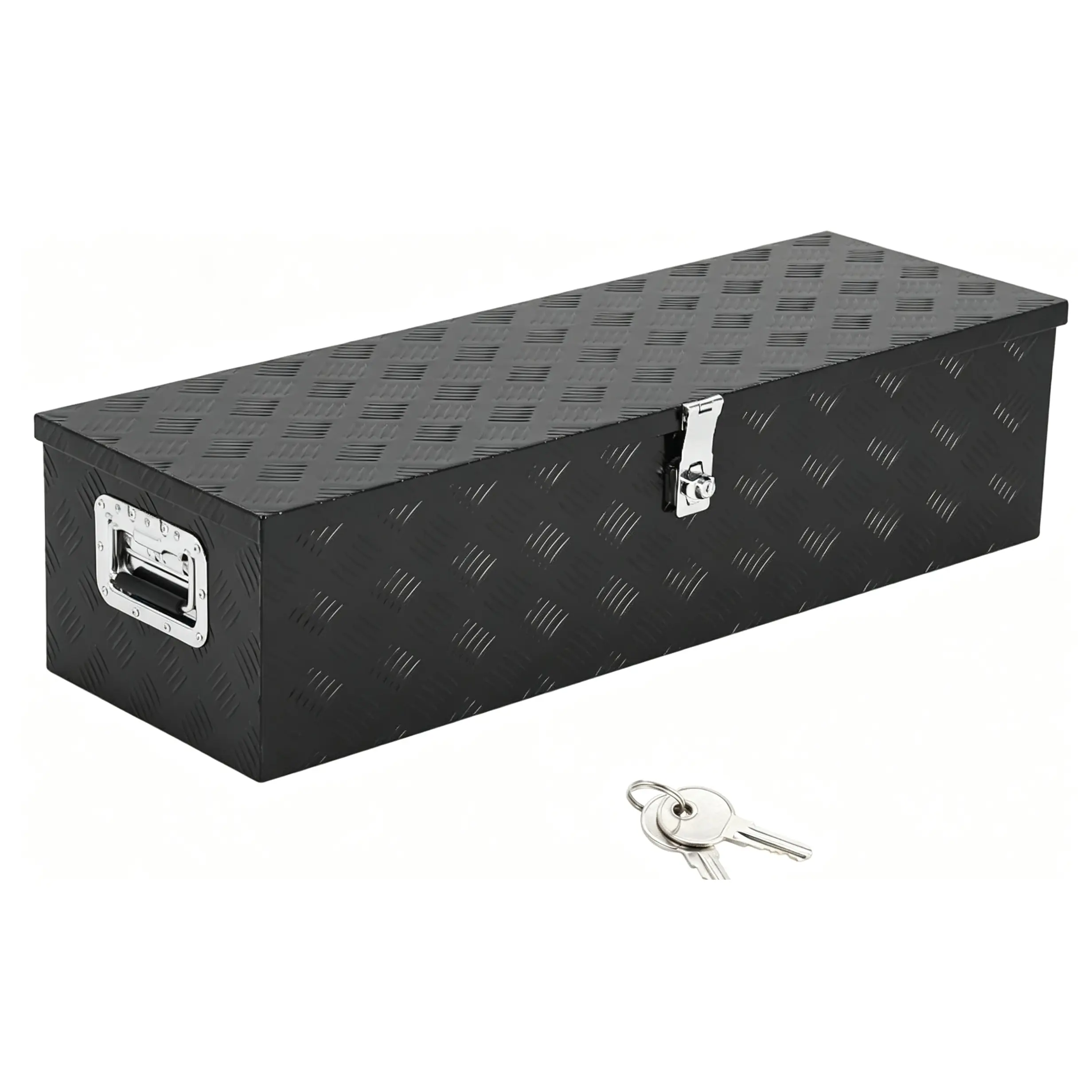 Hosslly 48-Inch Lockable Aluminum Truck Bed Tool Box - Heavy-Duty Diamond Plate Tool Chest with Keys, Side Handles, 48x15x15in Storage Organizer for Pickup Trucks, RVs