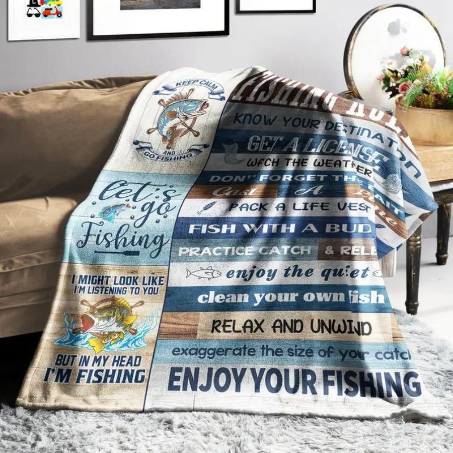 Cozy Fish Pattern Flannel Throw Blanket - Ultra-Soft, Hypoallergenic, And All-Season For Fishing Enthusiasts, Naps, Sofa, Camping