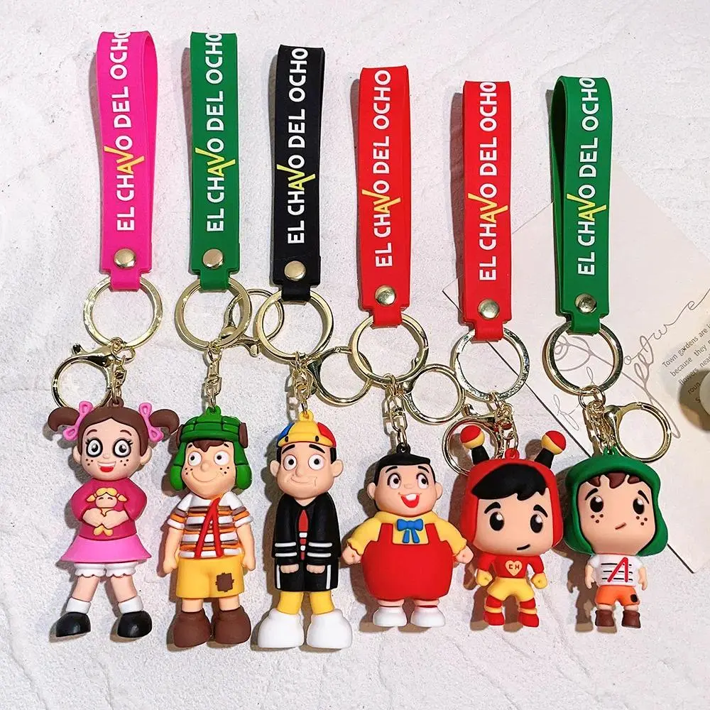 3pcs Anime El Chavo Del Ocho Keychain Cartoon Boy Doll Pendant Key Chain Bag Car Keyring llaveros Funny Jewelry Friends Gift