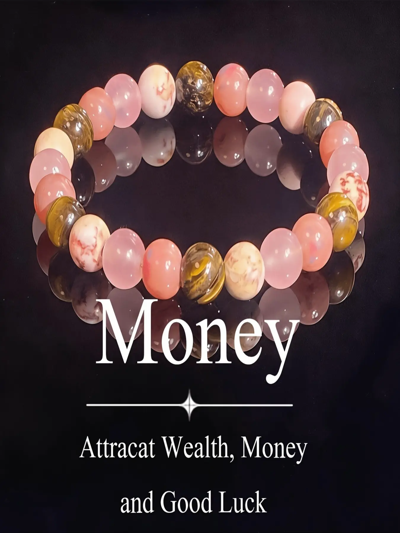 1 Natural Tiger's Eye Elastic Bracelet with Pink Beads - Featuring a comfortable elastic design, suitable for daily wear and parties. A great Mother's Day gift and an all-season accessory.