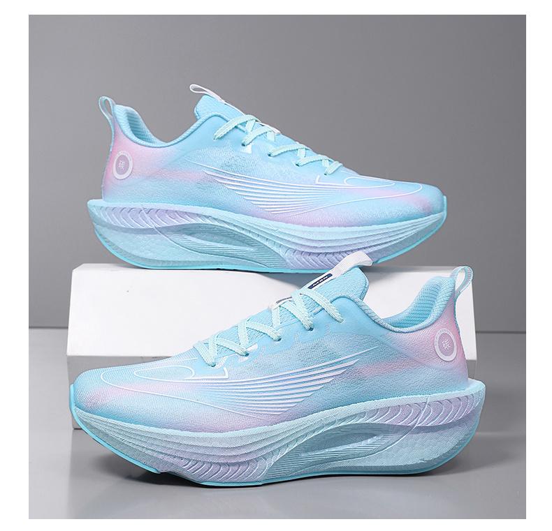 (New)Shoes For Men - Running Shoes For Men Of Large Size, Featuring A Blue And Pink Gradient Breathable Mesh, Shock-absorbing And Anti-slip Sole, And A Lace-up Closed Round Toe Design.These Are Casual Shoes Suitable For Running And Camping