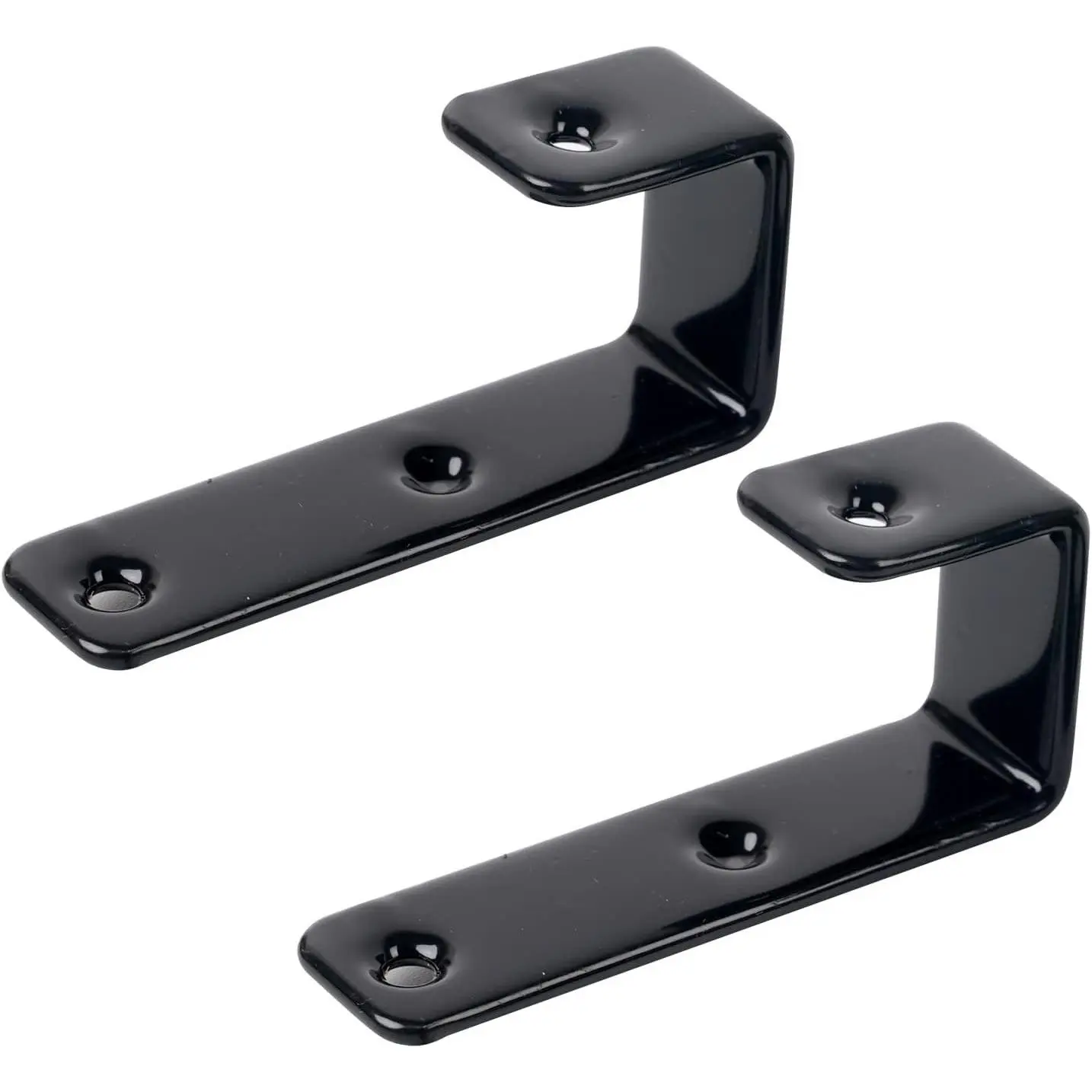 2 Pack Bunk Bed Ladder Hook, Inside 1" Kids Bed Replacement Hardware, Black PVC Metal Loft Bed Ladders Hooks, Camper/Rv Bunk Ladder Brackets with 2 Size Screws (2Pack, Black)