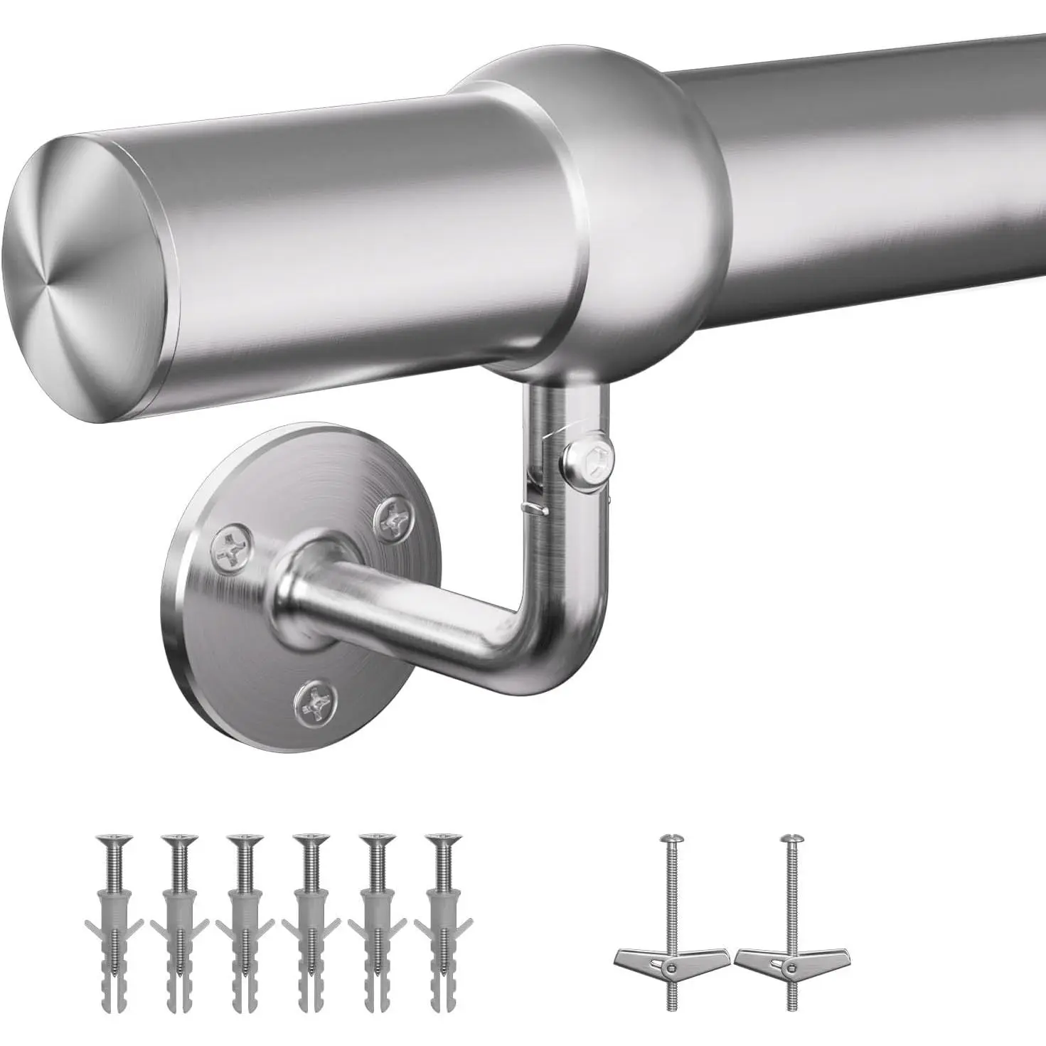 Stair Handrail Kit,5FT Heavy Duty Wall Mounted Railing System 304 Stainless Steel 1-11/16 Inch Pipe Indoor Outdoor Use Secure Grab Bar for  Concrete Brick Walls Staircase Railing