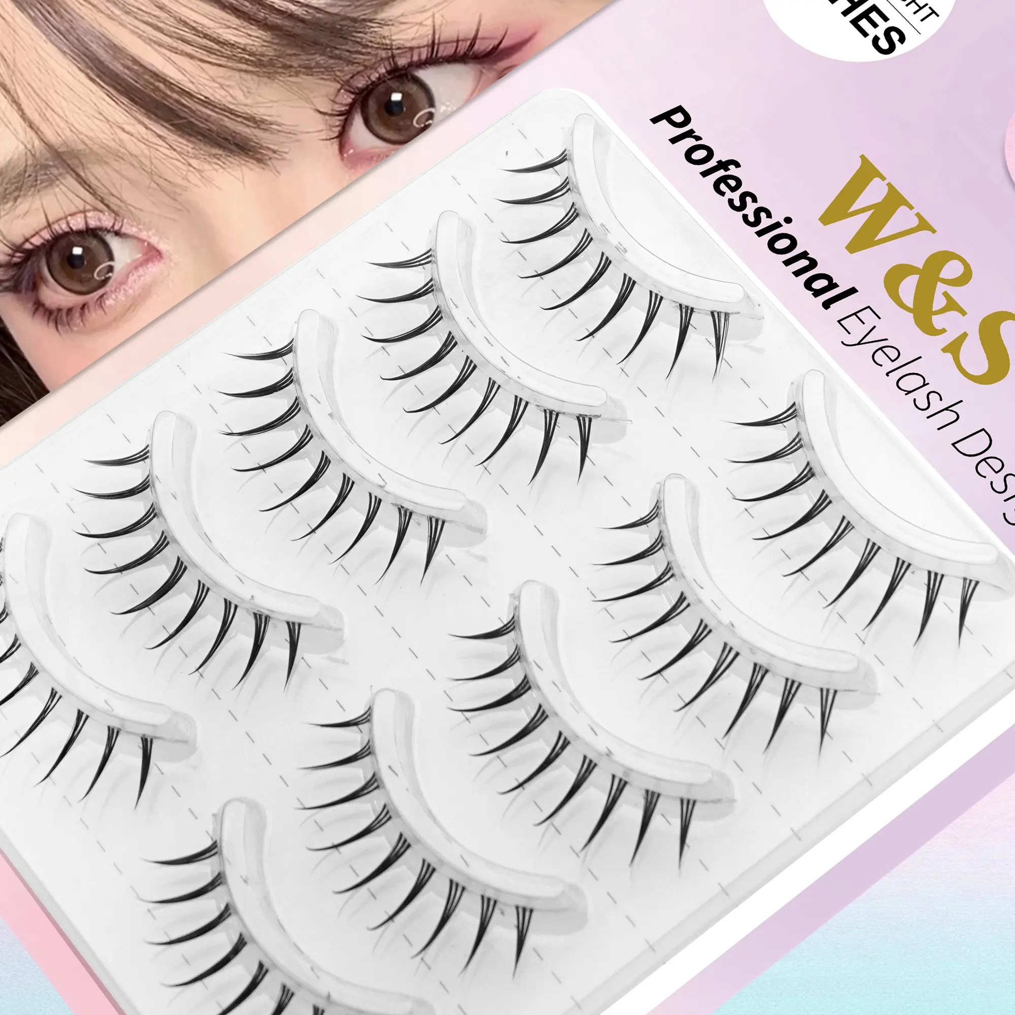 Clear Stem Wavy Eyelashes, Reusable Natural Appearance Eyelash Extensions, Easy To Apply, Makeup Beauty Tools, Enhance Eye Appearance, Cosmetic